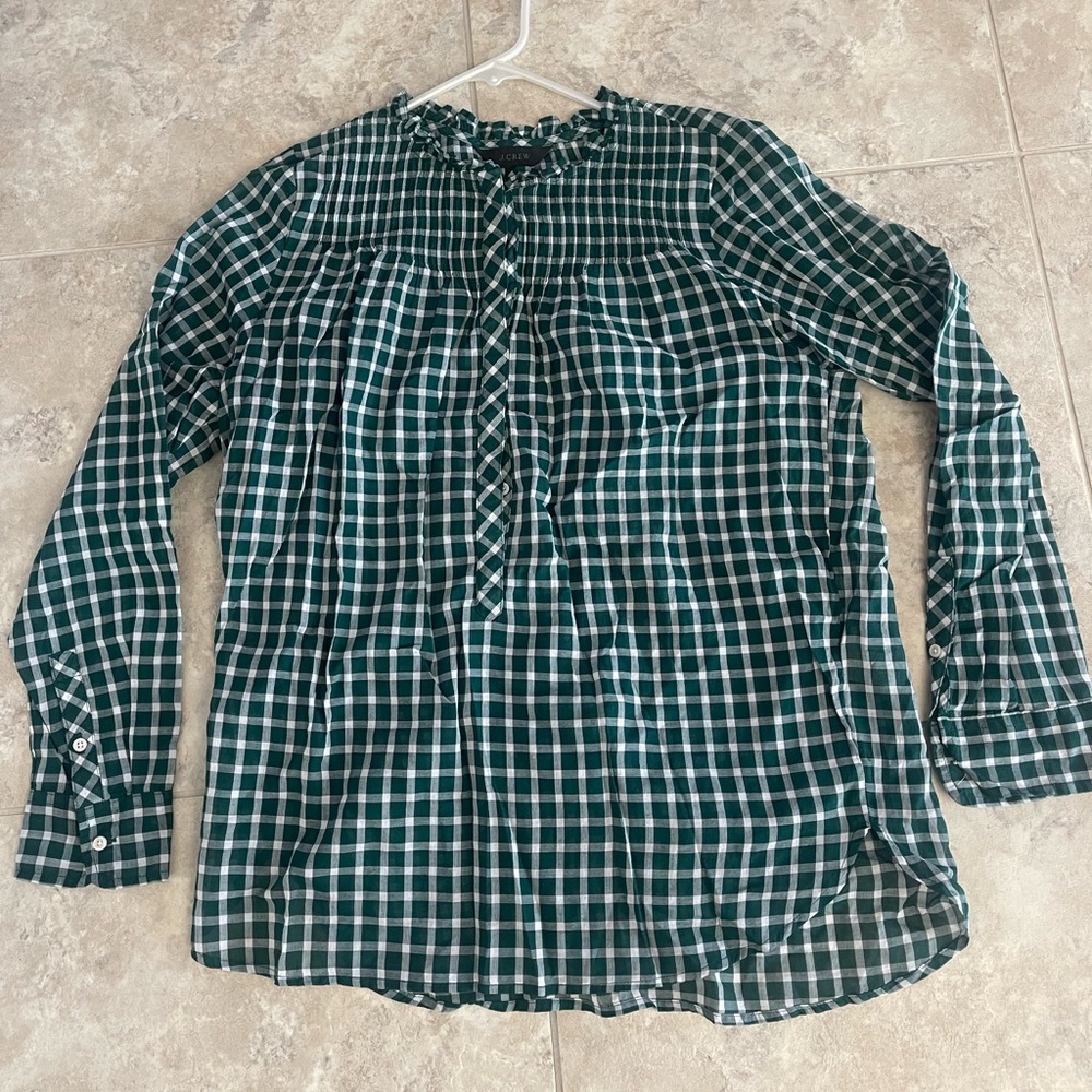 J. Crew Women’s Green Checkered Shirt